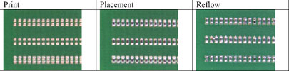 Figure 7: Photograph showing the complete 0201 process flow (140 microns +ve Y with nitrogen)